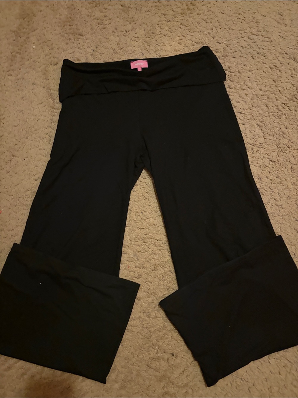 Edikted Black Fold-Over Waist Lounge Pants